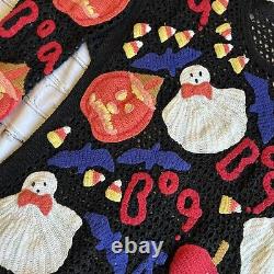 Vintage BEREK 80s/90s Crochet Double Sided Halloween Embroidered RARE Sweater