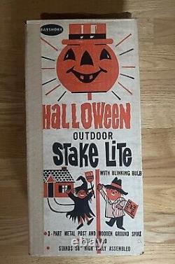 Vintage Bayshore Halloween Light Pumpkin Blow Mold Original Box Very Rare READ