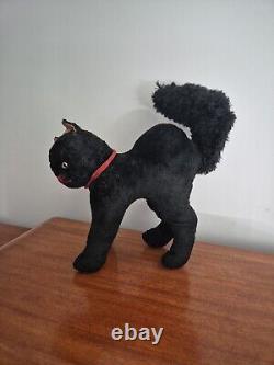 Vintage Black Steiff Cat, Rare Made In Germany Halloween