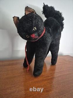 Vintage Black Steiff Cat, Rare Made In Germany Halloween