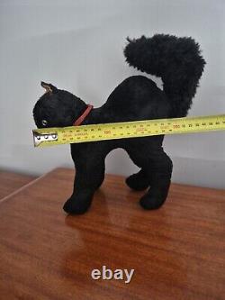 Vintage Black Steiff Cat, Rare Made In Germany Halloween