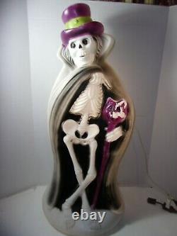 Vintage Blow Mold Rare Halloween 32 Skeleton Cape Cat Cane Hat Ghoul