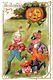 Vintage Boys Chased By Jol Anthropomorphic Pumpkin Halloween Postcard (rare)