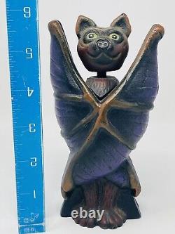 Vintage Cast Iron Antique Hubley Type Halloween Bobble Head Bat RARE