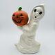 Vintage Ceramic 12 Halloween Running Ghost Withpumpkin 1984 Rare