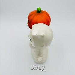 Vintage Ceramic 12 Halloween Running Ghost WithPumpkin 1984 RARE