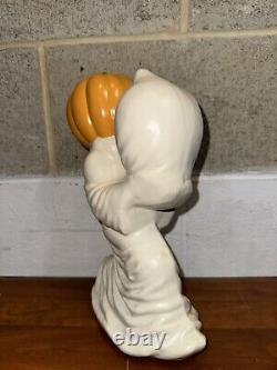 Vintage Ceramic Ghost Holding Its Head Pumpkin Head 12 Halloween Decor RARE