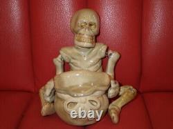 Vintage Ceramic Skull Ashtray Halloween Skeleton Rare Ornament 13.7cm