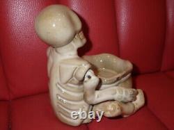 Vintage Ceramic Skull Ashtray Halloween Skeleton Rare Ornament 13.7cm