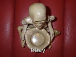 Vintage Ceramic Skull Ashtray Halloween Skeleton Rare Ornament 13.7cm