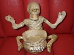 Vintage Ceramic Skull Ashtray Halloween Skeleton Rare Ornament 13.7cm