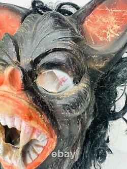 Vintage Cesar Bat With Hair Halloween Mask Rare Cesar Bat Monster Vinyl