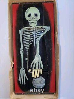 Vintage Coffin Bank Japan Tin Toy Rare Coffin Bank Works Skull Rare Halloween