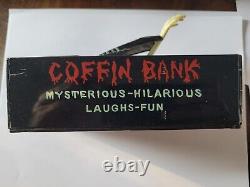 Vintage Coffin Bank Japan Tin Toy Rare Coffin Bank Works Skull Rare Halloween