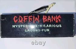 Vintage Coffin Bank Japan Tin Toy Rare Coffin Bank Works Skull Rare Halloween