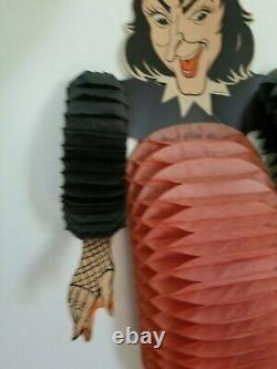 Vintage Dancing Witch Decoration by Beistle, Vintage Halloween Honeycomb RARE