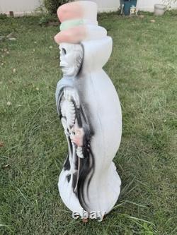 Vintage Don Featherstone Blow Mold Halloween Skeleton Cape Top Hat 33 Inch RARE
