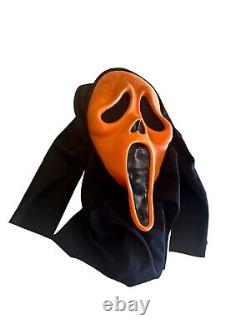 Vintage Easter Unlimited Orange Halloween GhostFace Mask Scream Fun World Rare