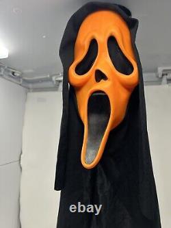 Vintage Easter Unlimited Orange Halloween GhostFace Mask-Scream-Fun World-Rare