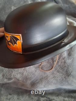 Vintage Extremely Rare 1950's Plastic Form Bowler Style Halloween Hat With Bat