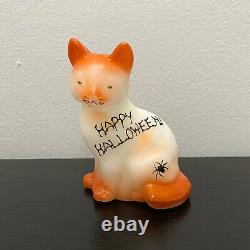 Vintage Fenton Glass Happy Halloween Sitting Cat Sample Limited Ed. Very Rare