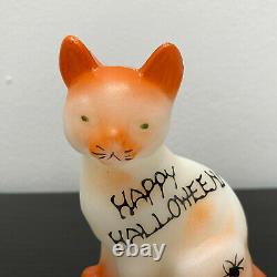 Vintage Fenton Glass Happy Halloween Sitting Cat Sample Limited Ed. Very Rare