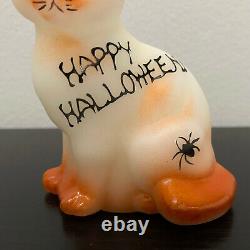 Vintage Fenton Glass Happy Halloween Sitting Cat Sample Limited Ed. Very Rare