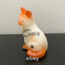 Vintage Fenton Glass Happy Halloween Sitting Cat Sample Limited Ed. Very Rare