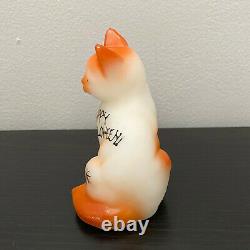 Vintage Fenton Glass Happy Halloween Sitting Cat Sample Limited Ed. Very Rare