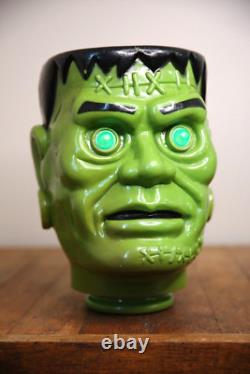 Vintage Frankenstein Monster Head Fun World Blow Mold Light Up Eyes RARE