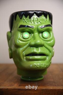 Vintage Frankenstein Monster Head Fun World Blow Mold Light Up Eyes RARE