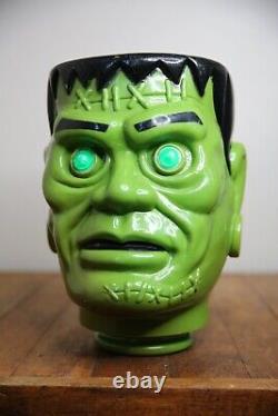 Vintage Frankenstein Monster Head Fun World Blow Mold Light Up Eyes RARE