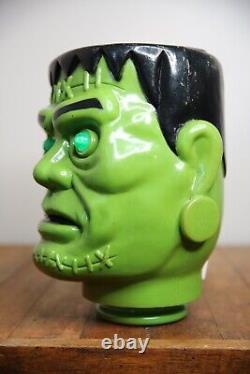 Vintage Frankenstein Monster Head Fun World Blow Mold Light Up Eyes RARE