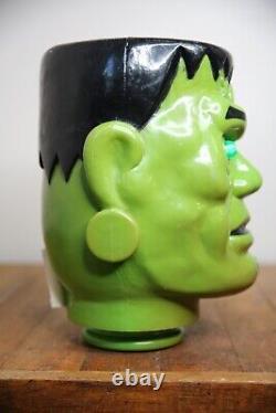 Vintage Frankenstein Monster Head Fun World Blow Mold Light Up Eyes RARE
