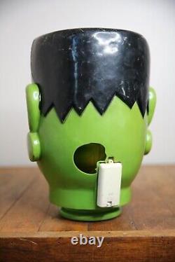Vintage Frankenstein Monster Head Fun World Blow Mold Light Up Eyes RARE