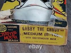 Vintage Gabby the Ghost Chatter Mouth Halloween costume with box Ben Cooper RARE