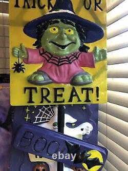 Vintage Gemmy Halloween Animated Witch & Ghosts Yard Signs 2002 Rare Motion Det