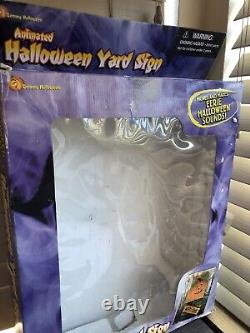 Vintage Gemmy Halloween Animated Witch & Ghosts Yard Signs 2002 Rare Motion Det
