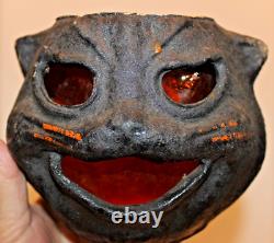 Vintage German Halloween Black Cat Lantern RARE FIND