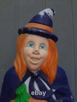 Vintage Grand Venture Witch Blowmold Pumpkin Rare Purple Redhead Halloween USA