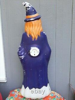 Vintage Grand Venture Witch Blowmold Pumpkin Rare Purple Redhead Halloween USA