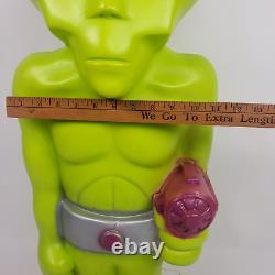 Vintage Green Space Alien with Gun Blow Mold Rare Halloween Lighted Figure 36