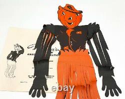 Vintage Halloween Beistle Hanging Scarecrow Original 1940s 1960s RARE / MINT