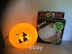 Vintage Halloween Blinky Glow Lite Witch/Black Cat & Bat Blow Mold Light RARE