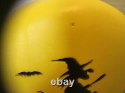 Vintage Halloween Blinky Glow Lite Witch/Black Cat & Bat Blow Mold Light RARE