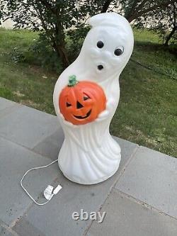 Vintage Halloween Blow Mold Ghost With Pumpkin 33 General Foam Plastics Rare