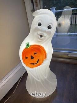 Vintage Halloween Blow Mold Ghost With Pumpkin 33 General Foam Plastics Rare