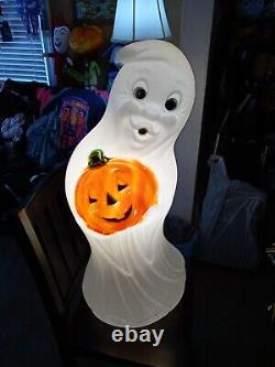 Vintage Halloween Blow Mold Ghost With Pumpkin General Foam Plastics Rare