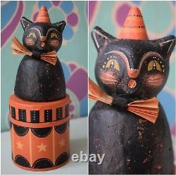 Vintage Halloween Cat by Johanna Parker Folk Art Rare