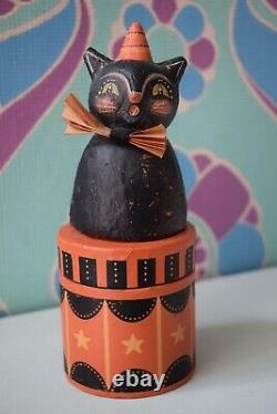 Vintage Halloween Cat by Johanna Parker Folk Art Rare